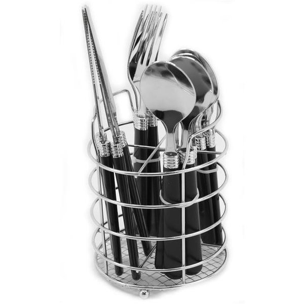 Gibson Gibson 53441.16 16 Piece Sensations II Plastic Handle Flatware Set; Black 53441.16